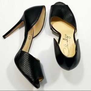 Charly Amar CHJACE3 Italy Black Peep Toe Heels